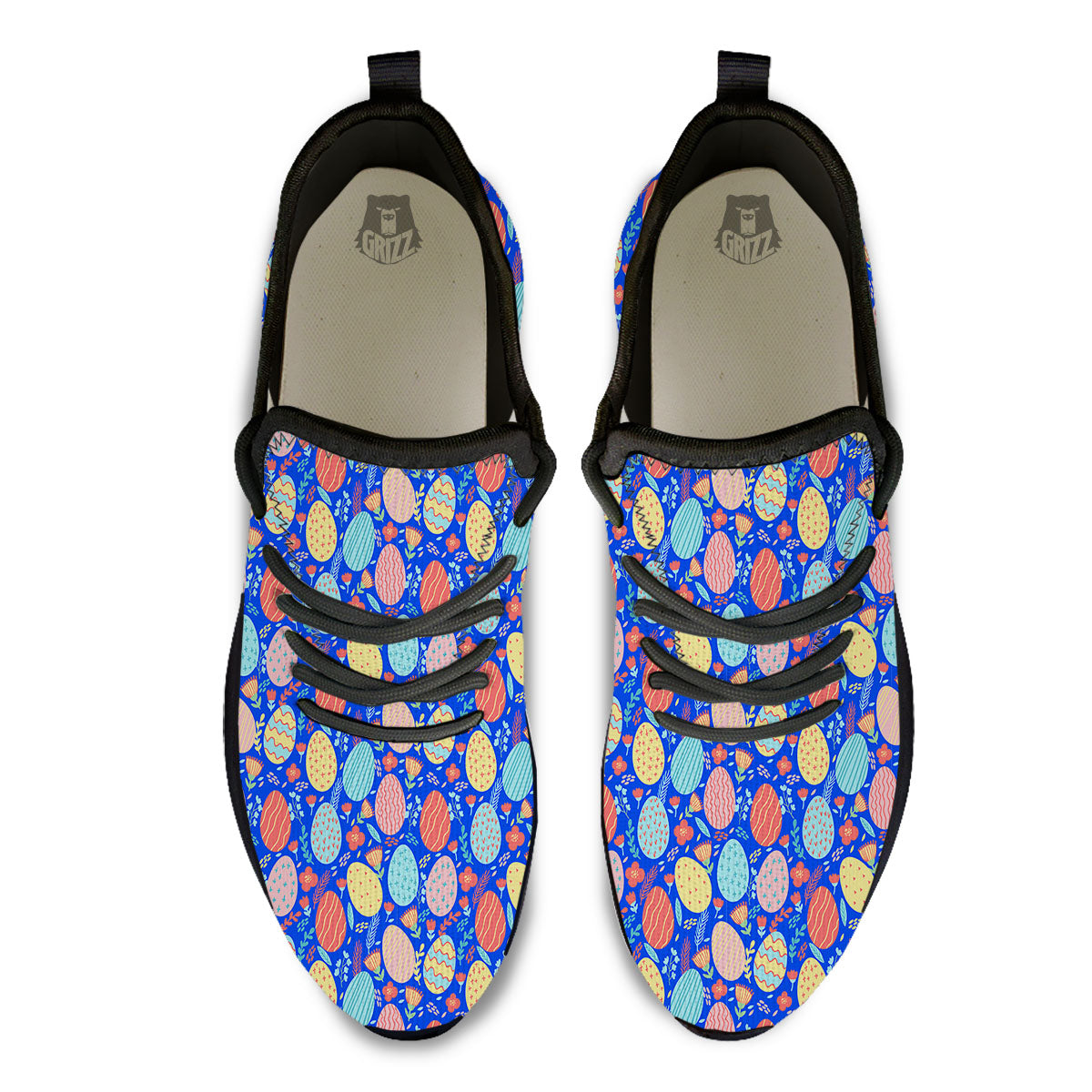 Easter Eggs Colorful Print Pattern Black Athletic Shoes-grizzshop