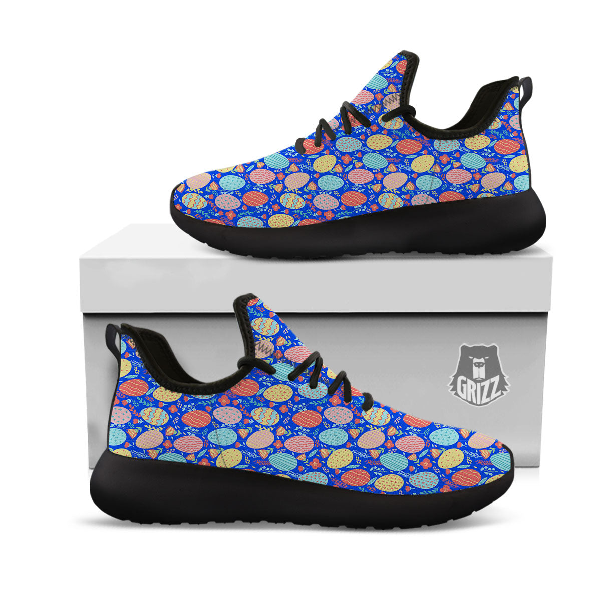 Easter Eggs Colorful Print Pattern Black Athletic Shoes-grizzshop