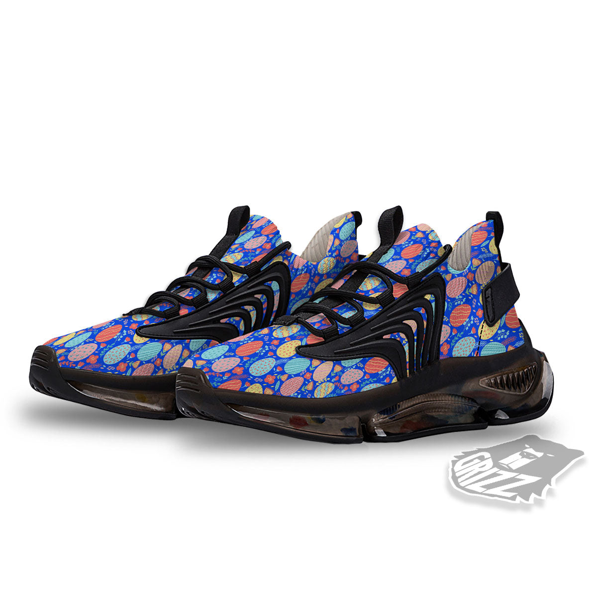 Easter Eggs Colorful Print Pattern Black Gym Shoes-grizzshop