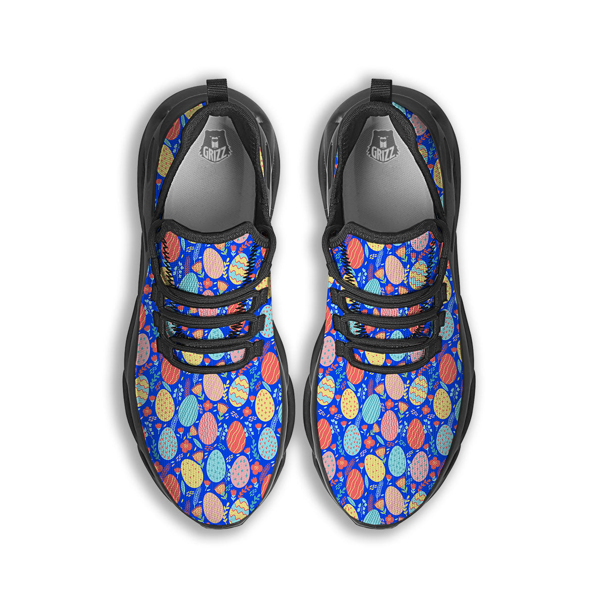 Easter Eggs Colorful Print Pattern Black Running Shoes-grizzshop