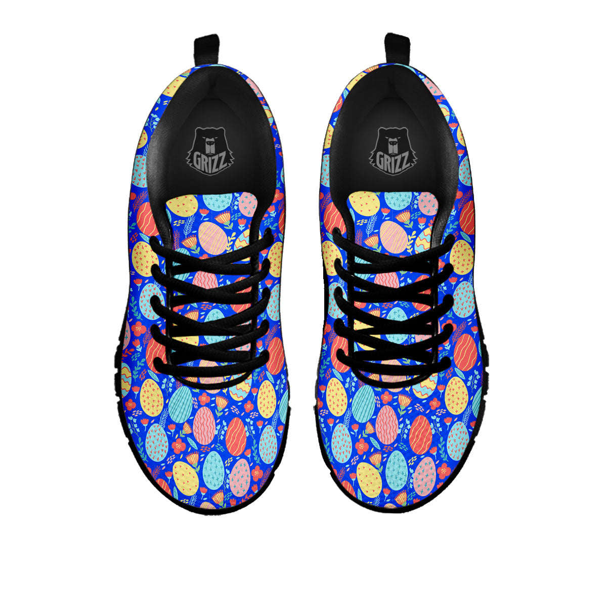 Easter Eggs Colorful Print Pattern Black Sneaker-grizzshop