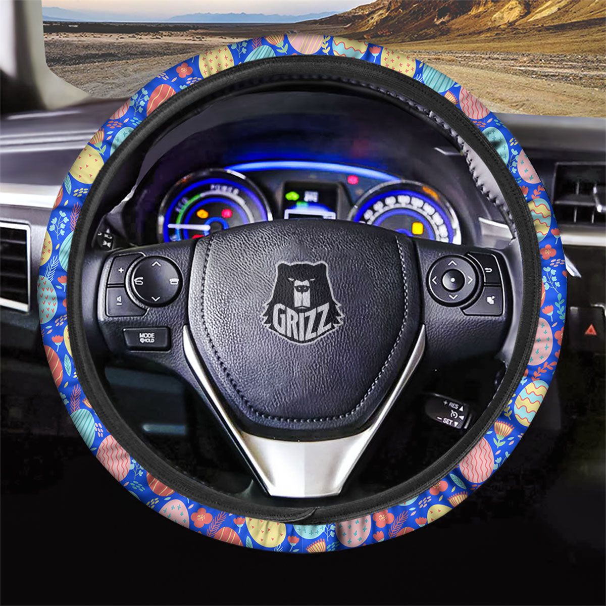 Easter Eggs Colorful Print Pattern Car Steering Wheel Cover-grizzshop