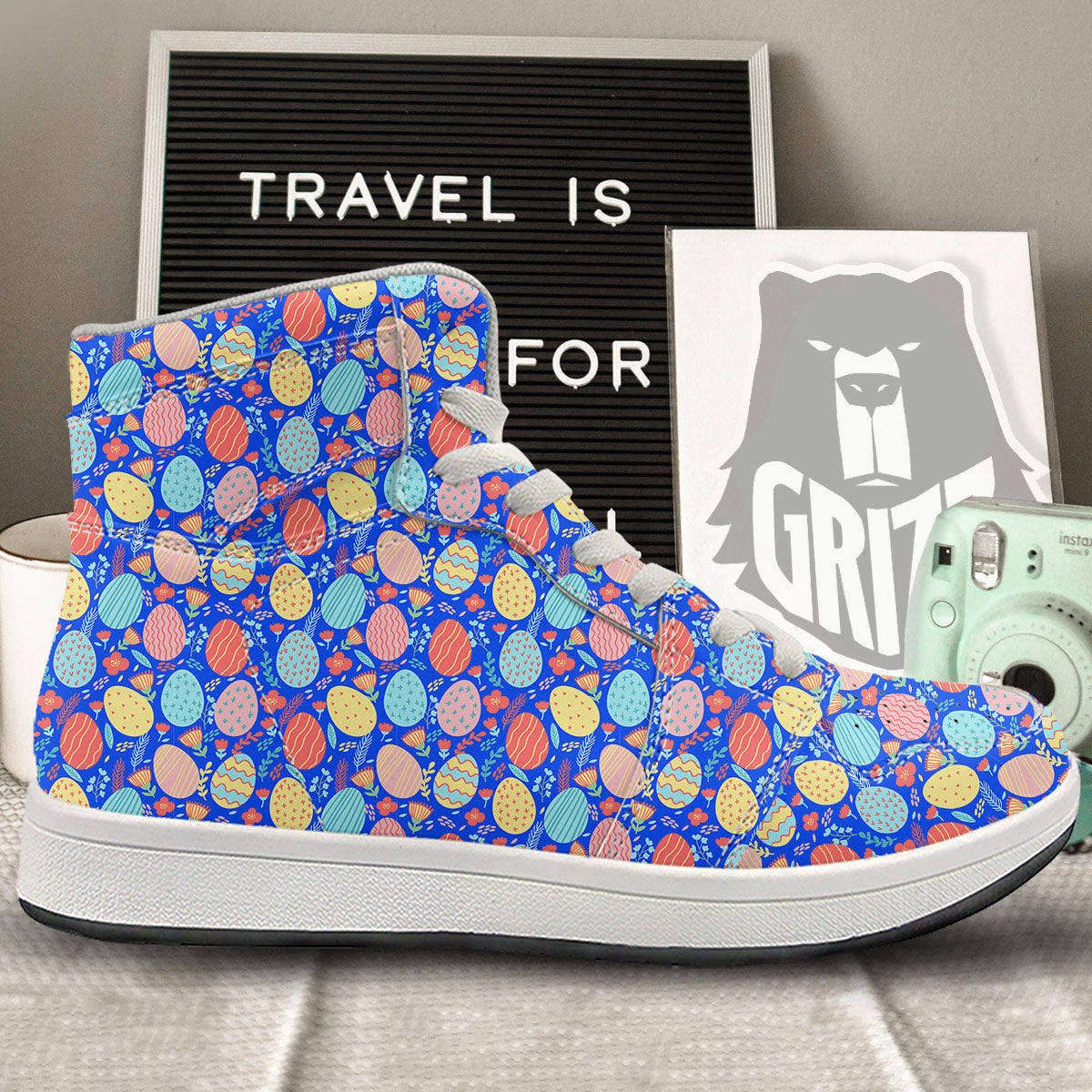 Easter Eggs Colorful Print Pattern High Top Sneakers-grizzshop