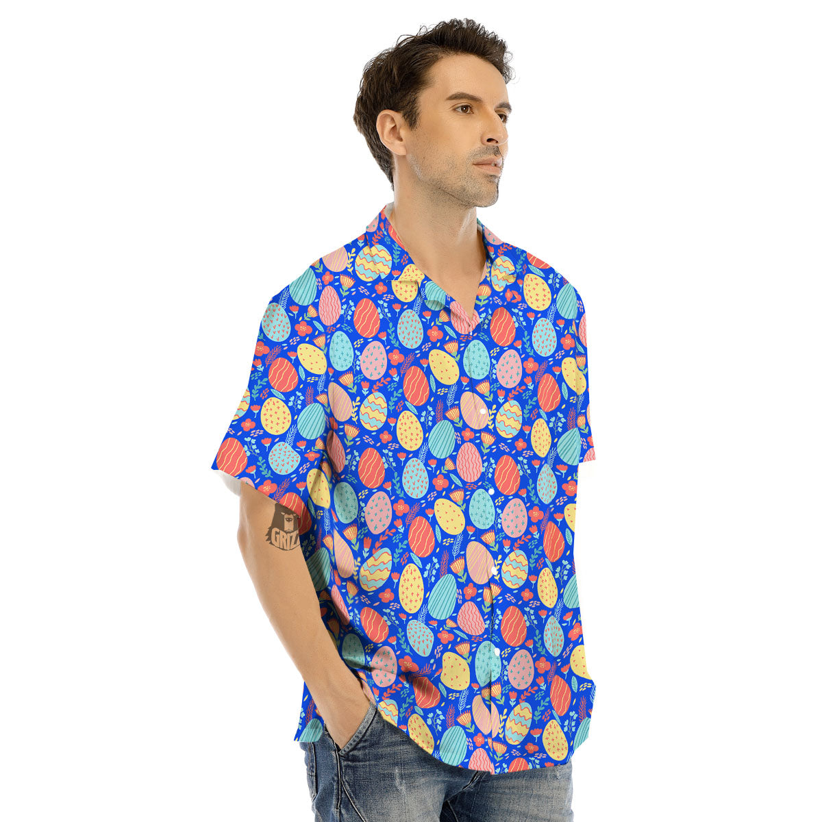 Easter Eggs Colorful Print Pattern Men's Hawaiian Shirt-grizzshop