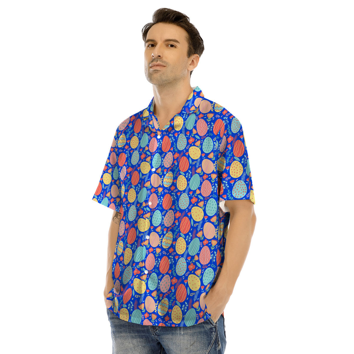 Easter Eggs Colorful Print Pattern Men's Hawaiian Shirt-grizzshop