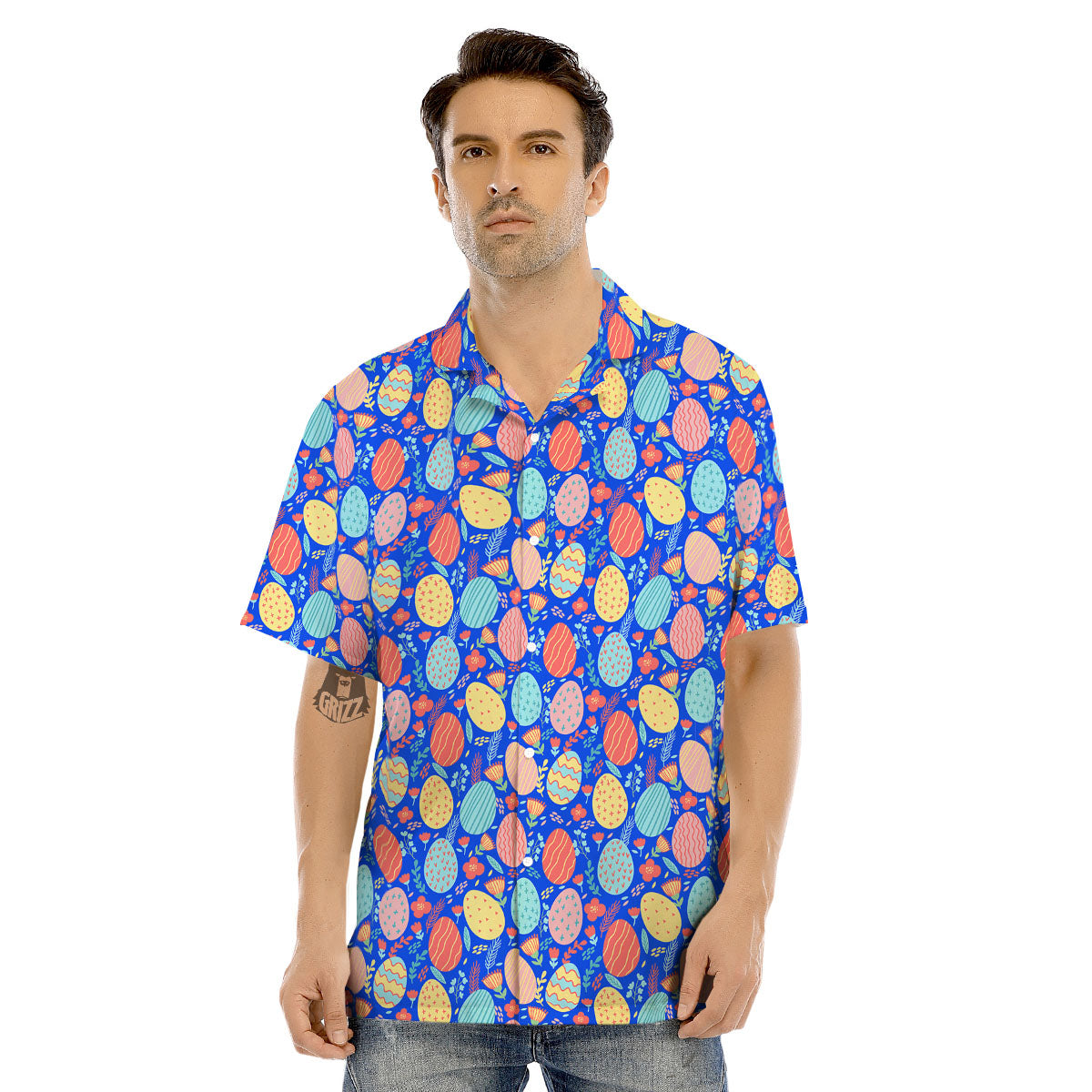 Easter Eggs Colorful Print Pattern Men's Hawaiian Shirt-grizzshop