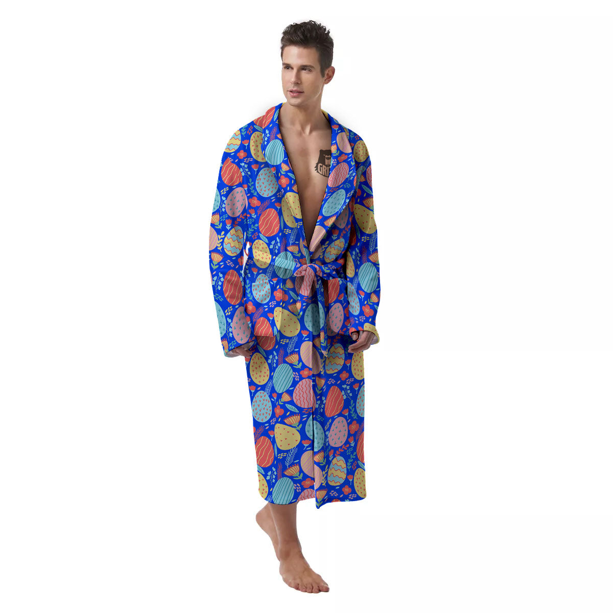 Easter Eggs Colorful Print Pattern Men's Robe-grizzshop