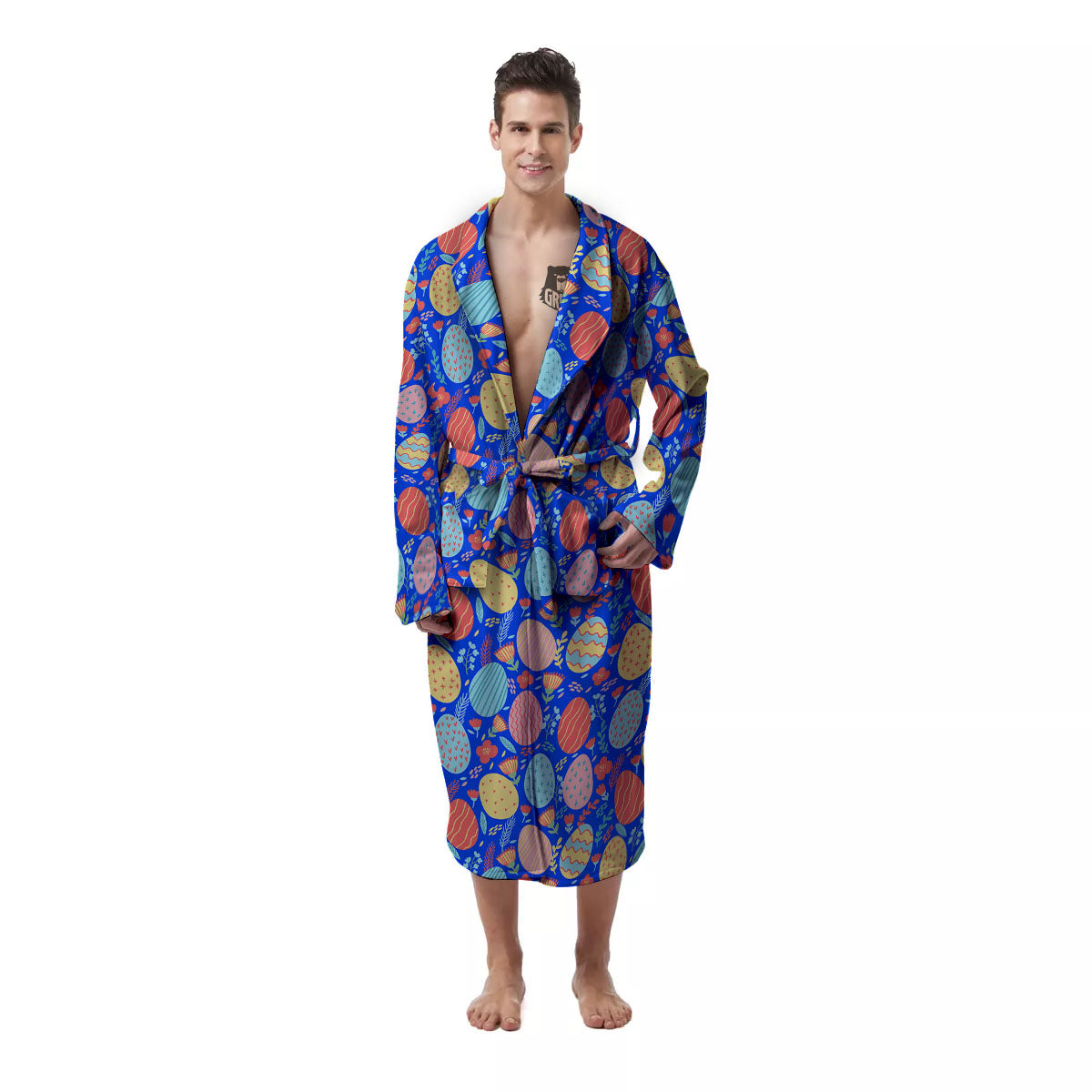 Easter Eggs Colorful Print Pattern Men's Robe-grizzshop