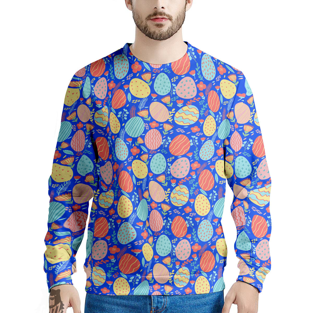 Easter Eggs Colorful Print Pattern Men's Sweatshirt-grizzshop