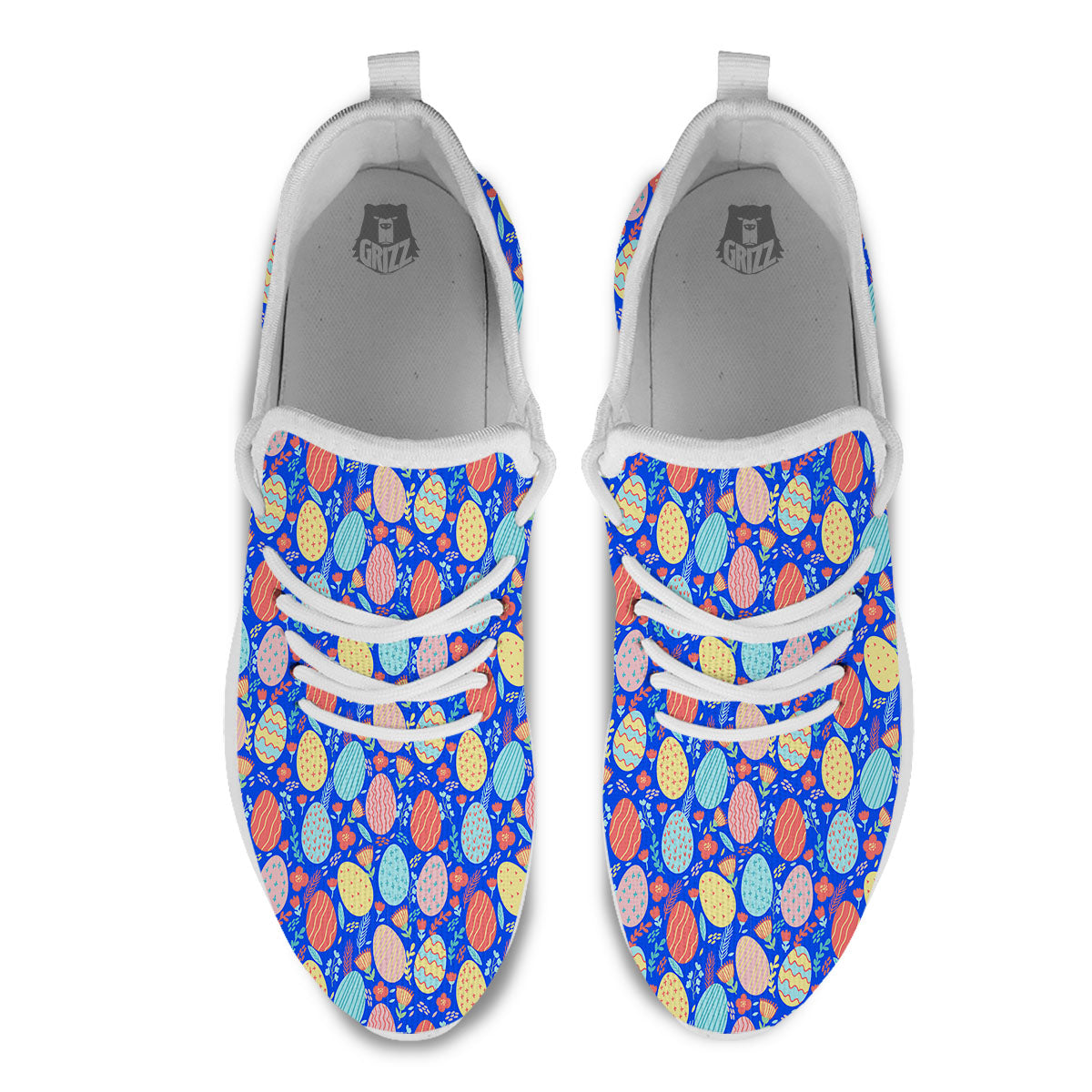 Easter Eggs Colorful Print Pattern White Athletic Shoes-grizzshop