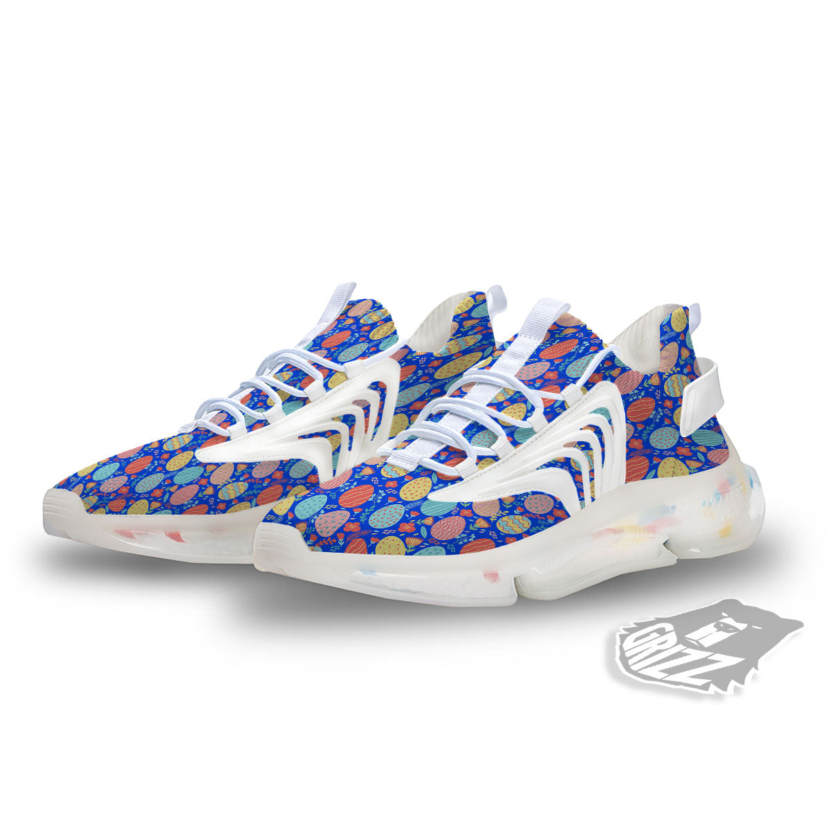 Easter Eggs Colorful Print Pattern White Gym Shoes-grizzshop
