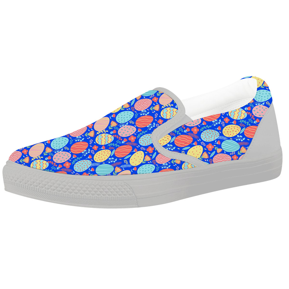 Easter Eggs Colorful Print Pattern White Slip On Shoes-grizzshop