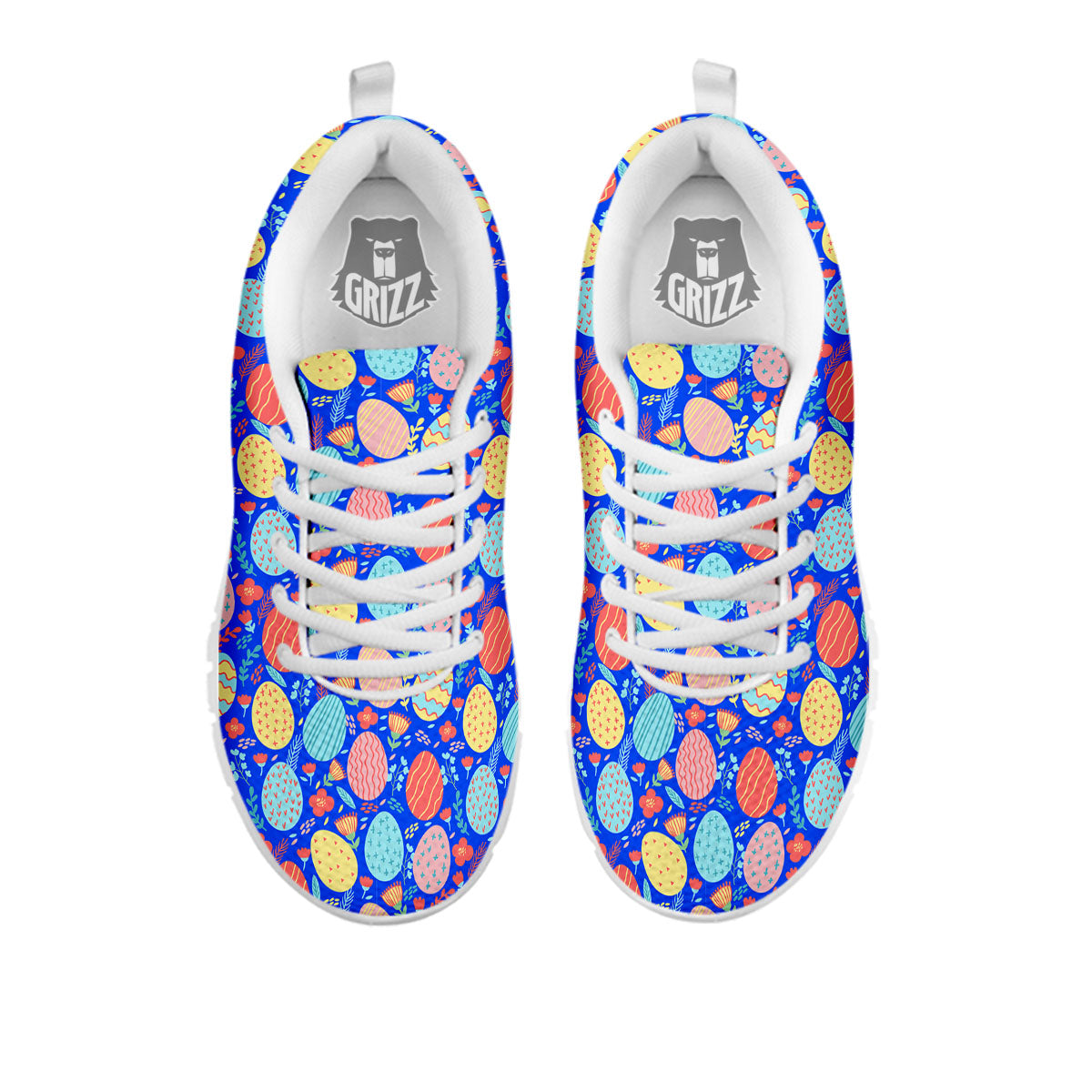 Easter Eggs Colorful Print Pattern White Sneaker-grizzshop