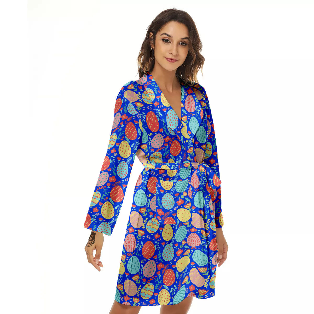 Easter Eggs Colorful Print Pattern Women's Robe-grizzshop