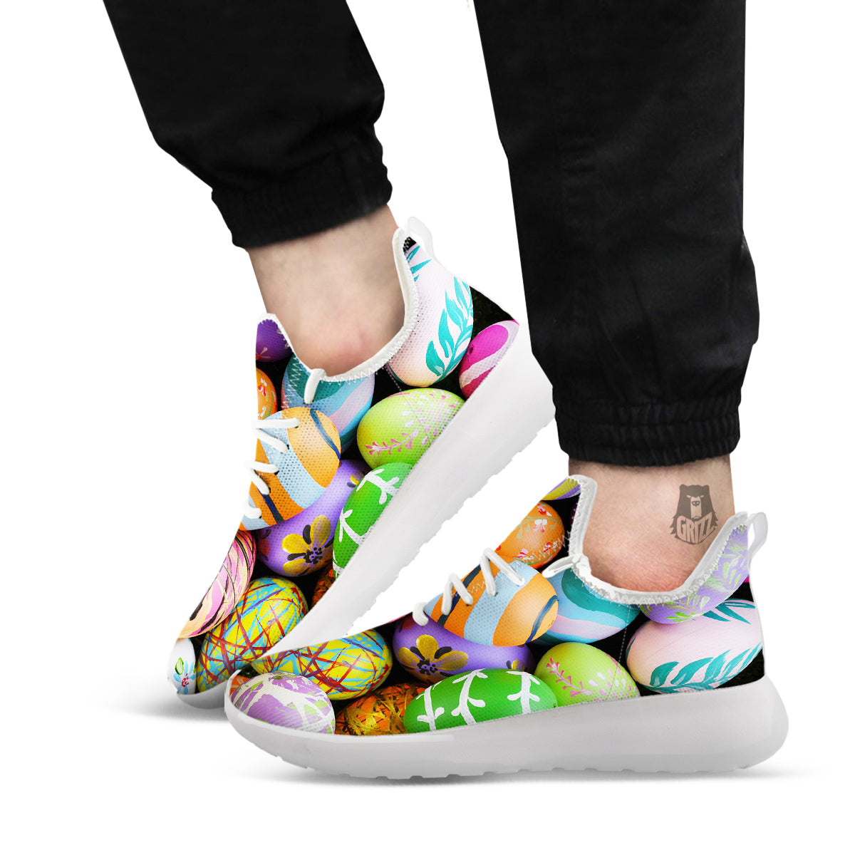 Easter Eggs Colorful Print White Athletic Shoes-grizzshop
