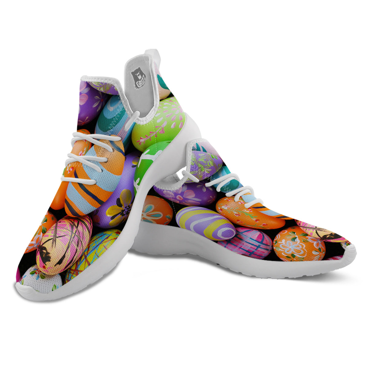 Easter Eggs Colorful Print White Athletic Shoes-grizzshop