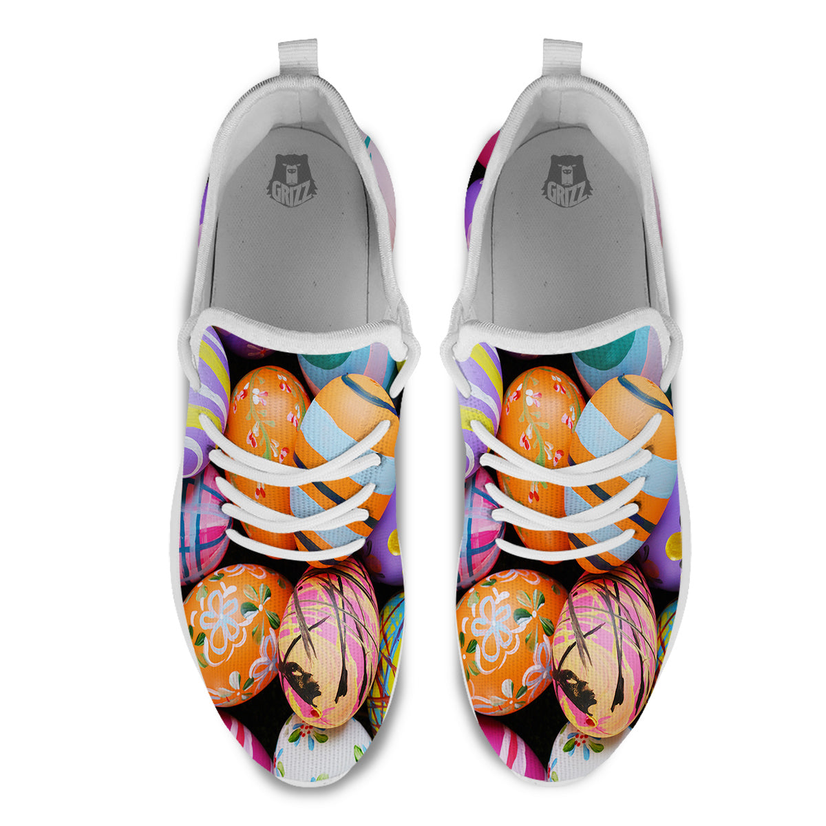 Easter Eggs Colorful Print White Athletic Shoes-grizzshop