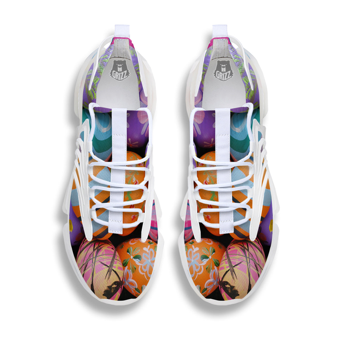 Easter Eggs Colorful Print White Gym Shoes-grizzshop