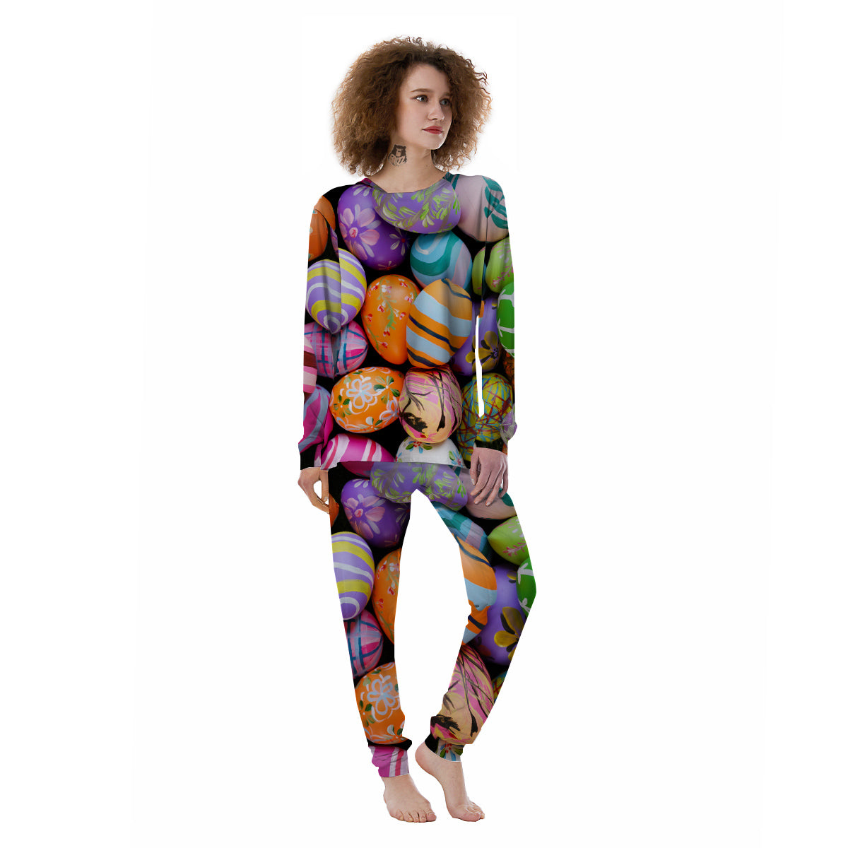 Easter Eggs Colorful Print Women's Pajamas-grizzshop