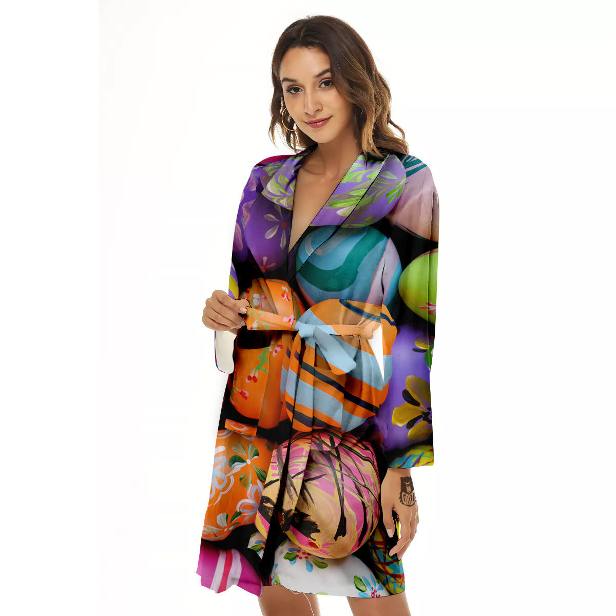 Easter Eggs Colorful Print Women's Robe-grizzshop