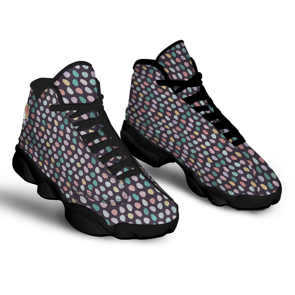 Easter Eggs Cute Print Pattern Black Basketball Shoes-grizzshop