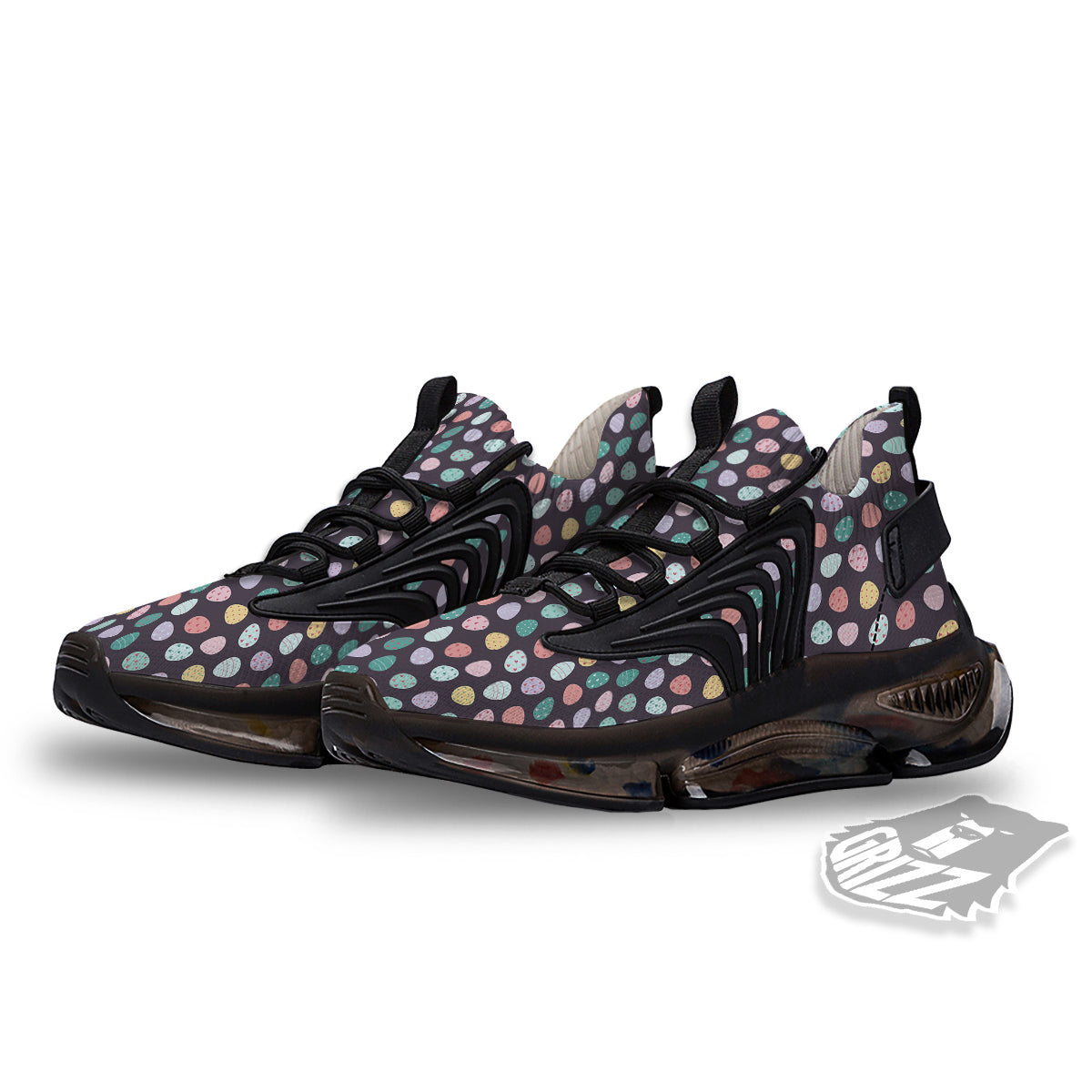 Easter Eggs Cute Print Pattern Black Gym Shoes-grizzshop