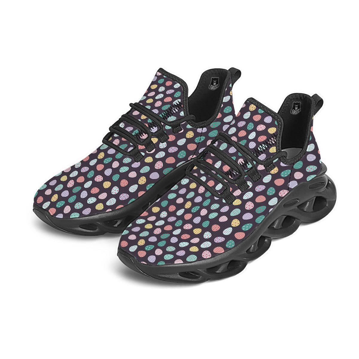 Easter Eggs Cute Print Pattern Black Running Shoes-grizzshop