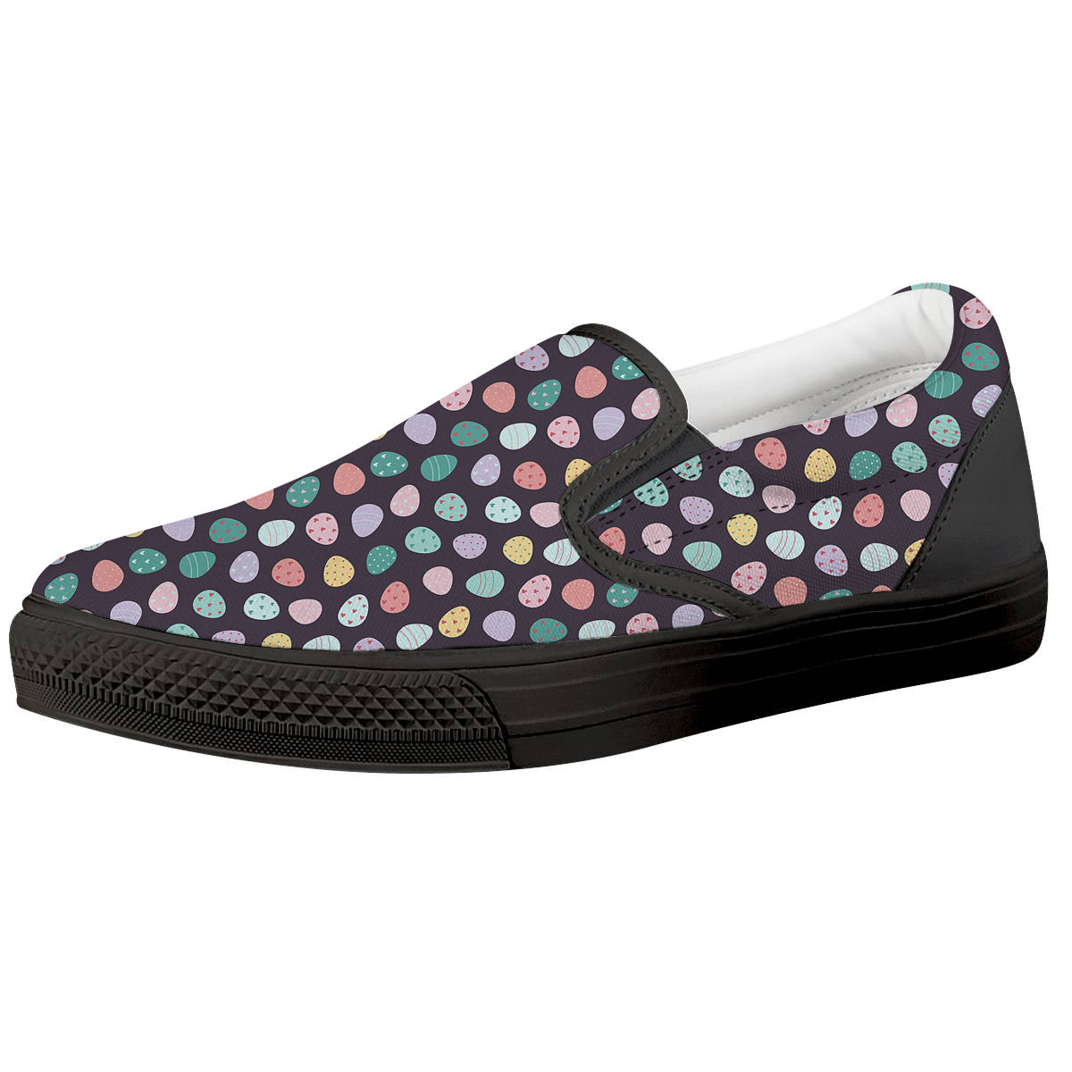 Easter Eggs Cute Print Pattern Black Slip On Shoes-grizzshop