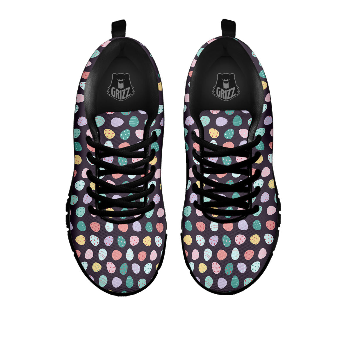 Easter Eggs Cute Print Pattern Black Sneaker-grizzshop