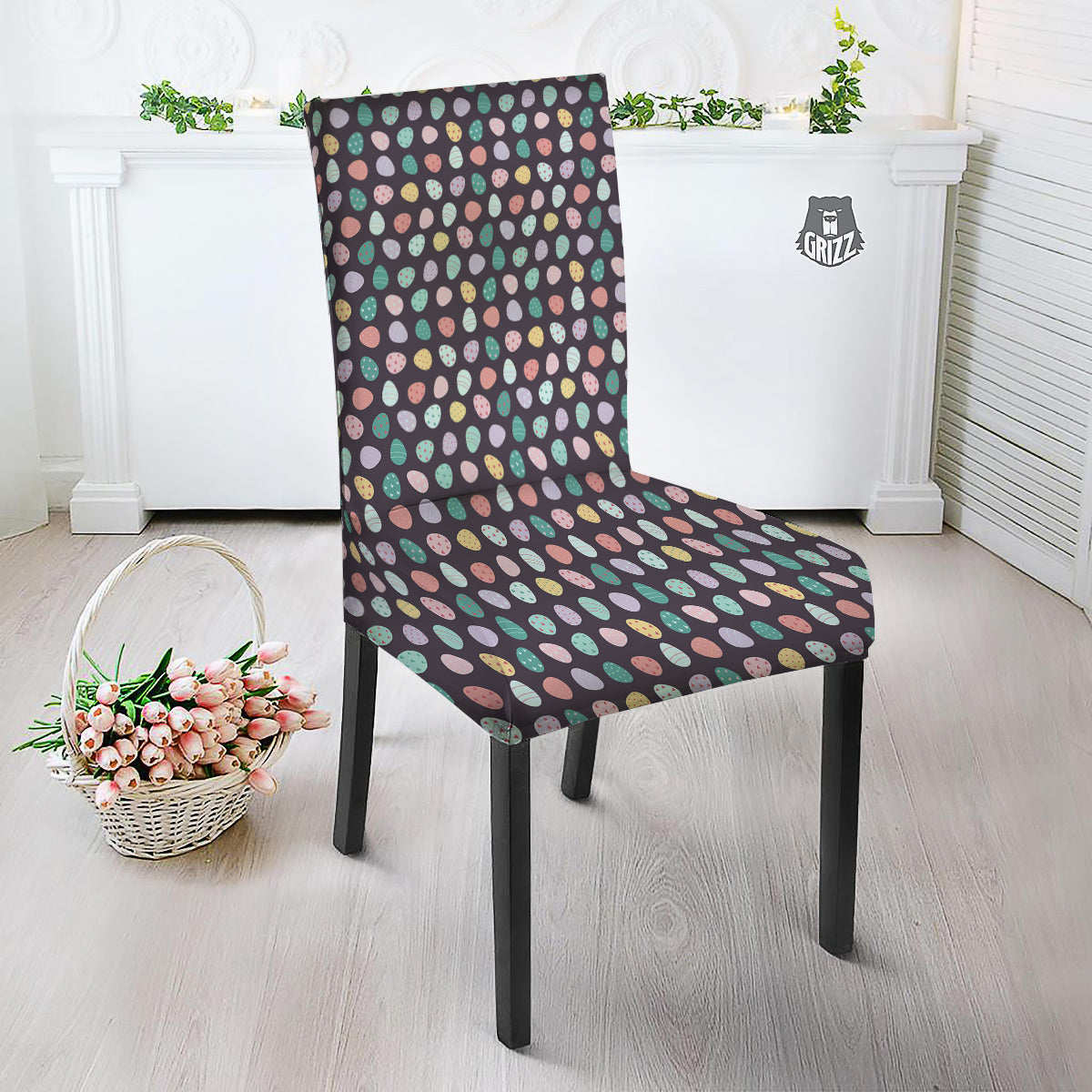 Easter Eggs Cute Print Pattern Dining Chair Slipcover-grizzshop