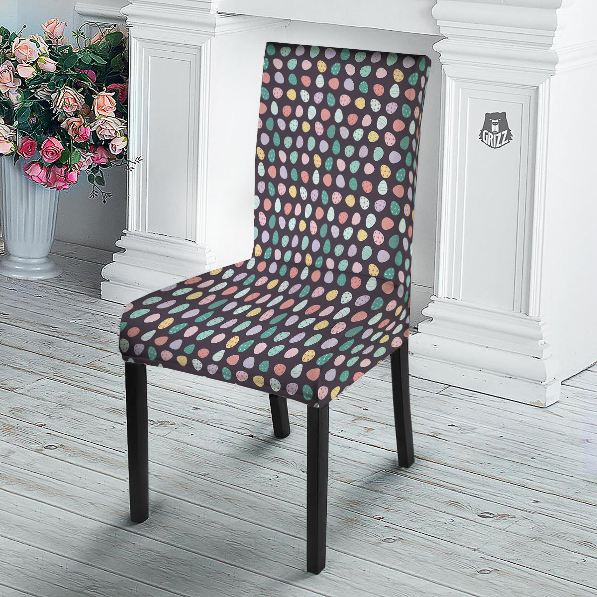 Easter Eggs Cute Print Pattern Dining Chair Slipcover-grizzshop