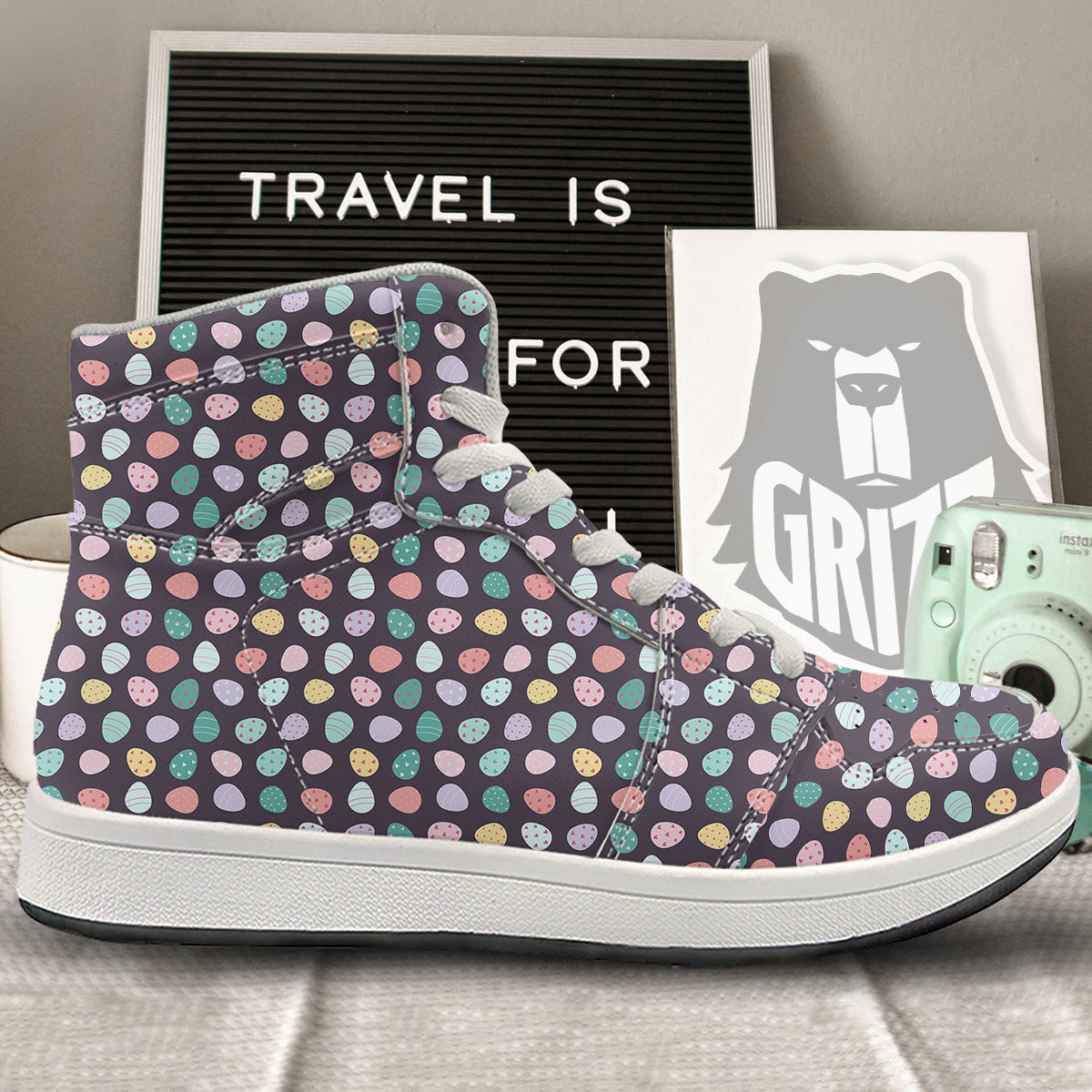 Easter Eggs Cute Print Pattern High Top Sneakers-grizzshop