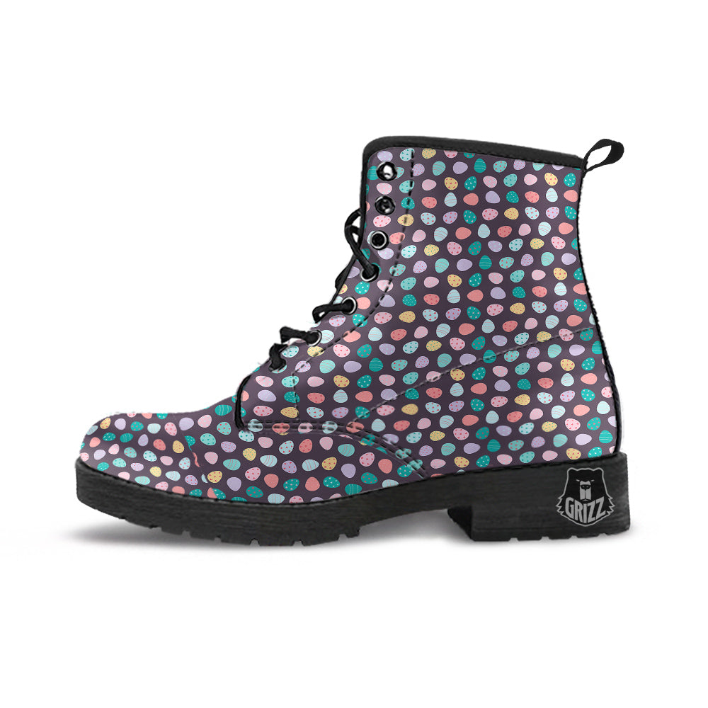 Easter Eggs Cute Print Pattern Leather Boots-grizzshop