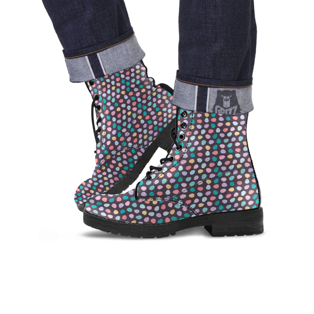Easter Eggs Cute Print Pattern Leather Boots-grizzshop