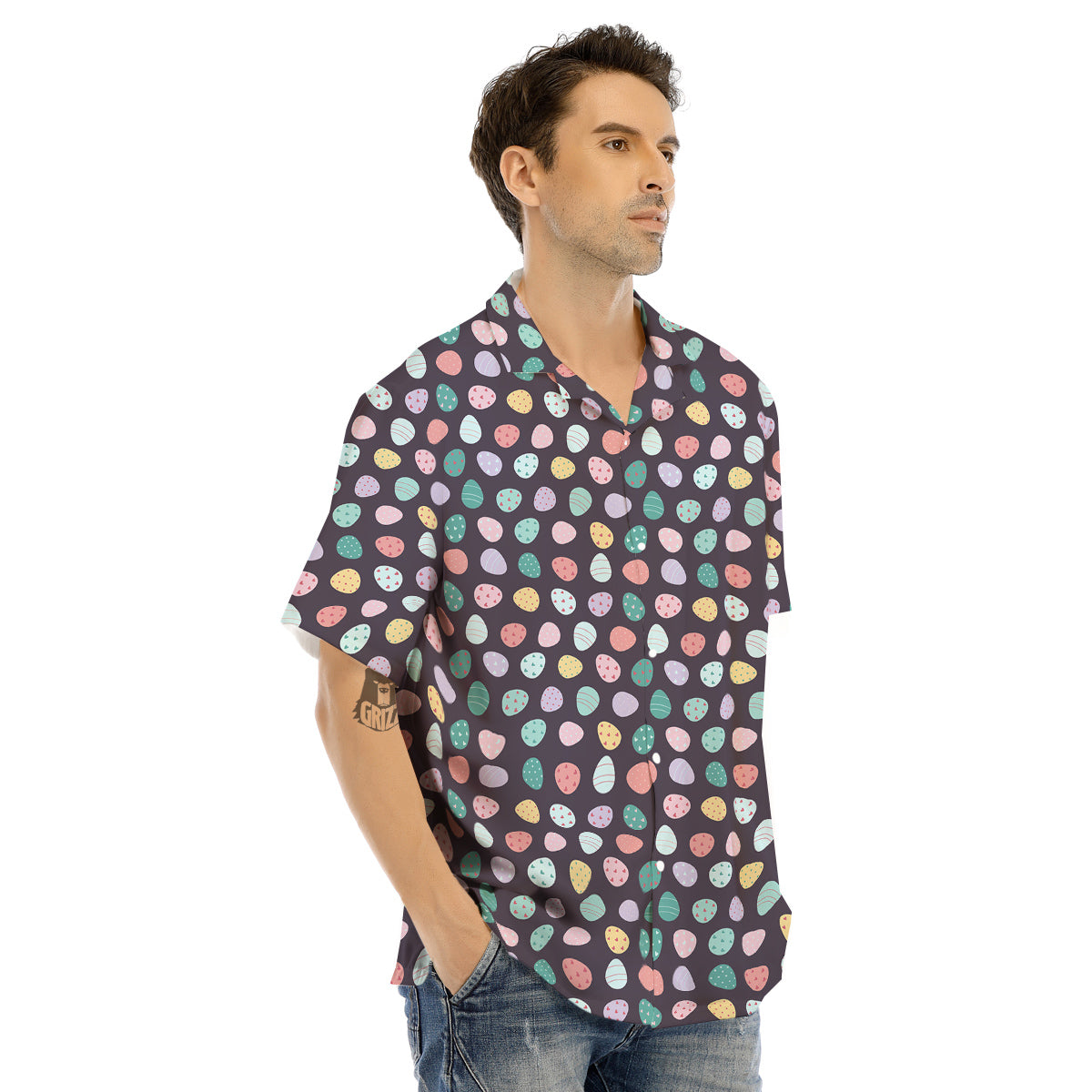 Easter Eggs Cute Print Pattern Men's Hawaiian Shirt-grizzshop
