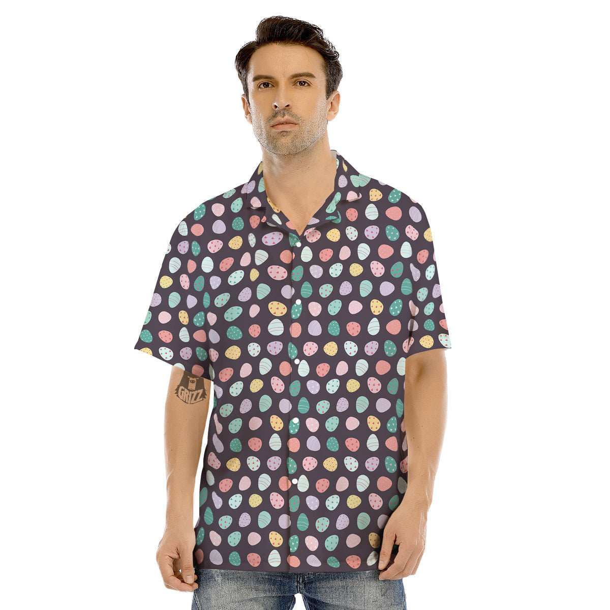 Easter Eggs Cute Print Pattern Men's Hawaiian Shirt-grizzshop