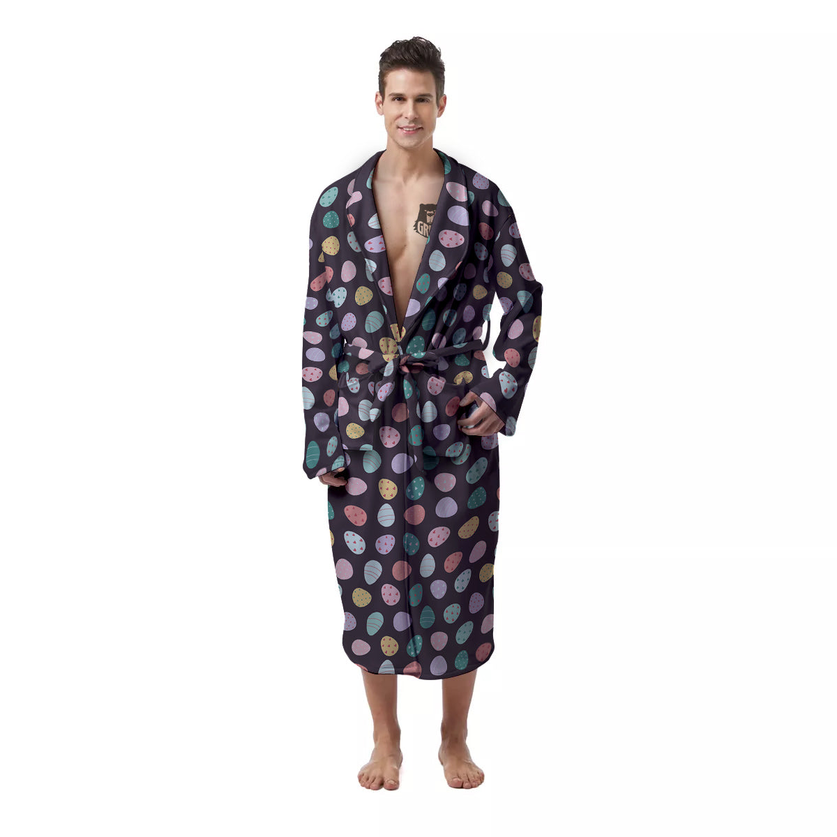 Easter Eggs Cute Print Pattern Men's Robe-grizzshop