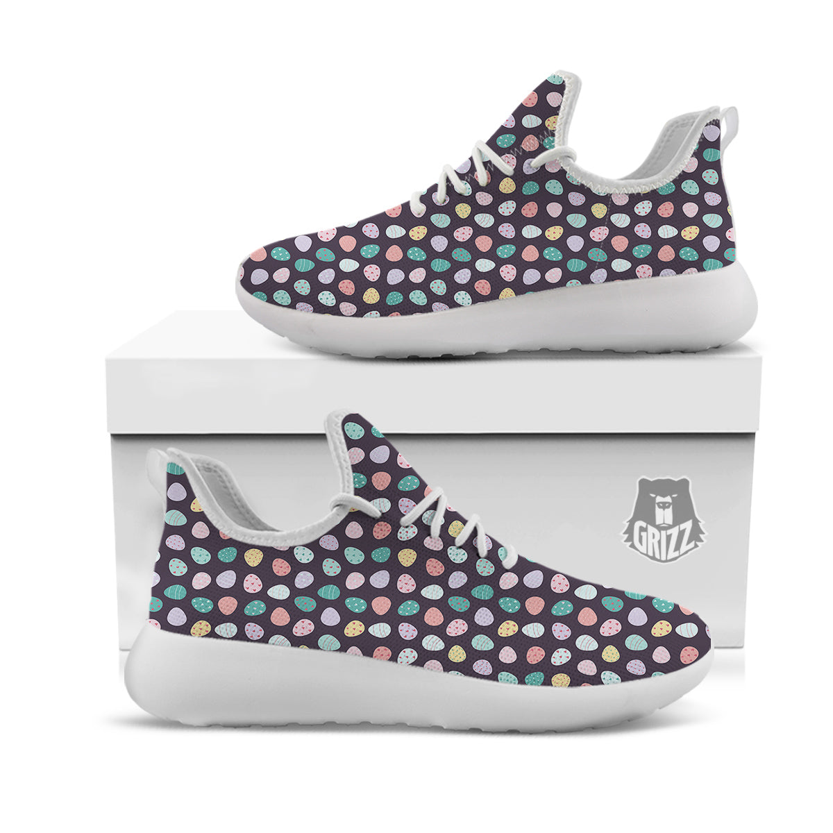Easter Eggs Cute Print Pattern White Athletic Shoes-grizzshop