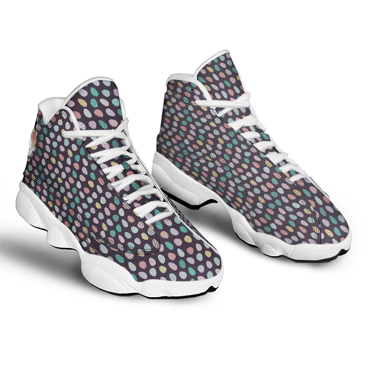Easter Eggs Cute Print Pattern White Basketball Shoes-grizzshop