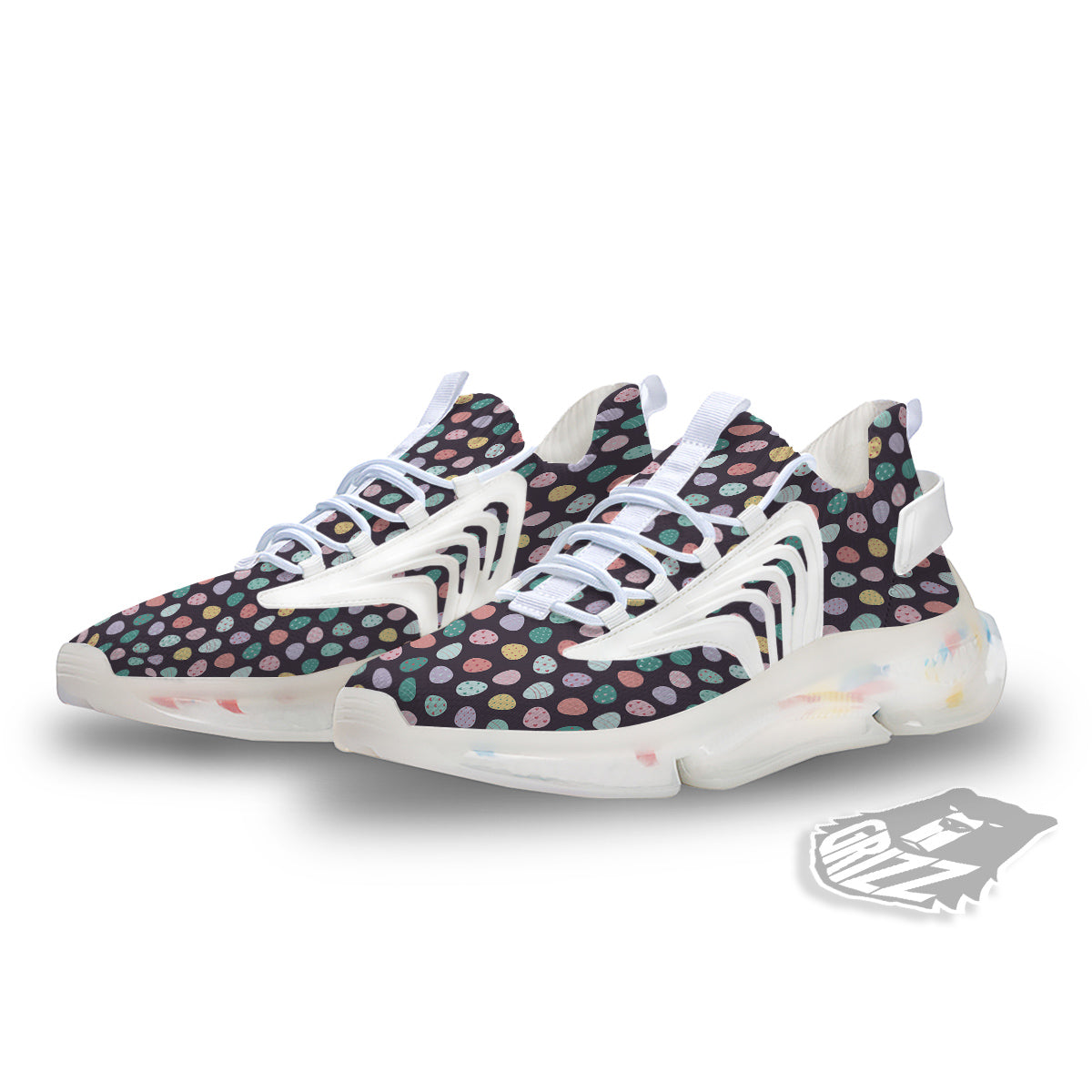 Easter Eggs Cute Print Pattern White Gym Shoes-grizzshop