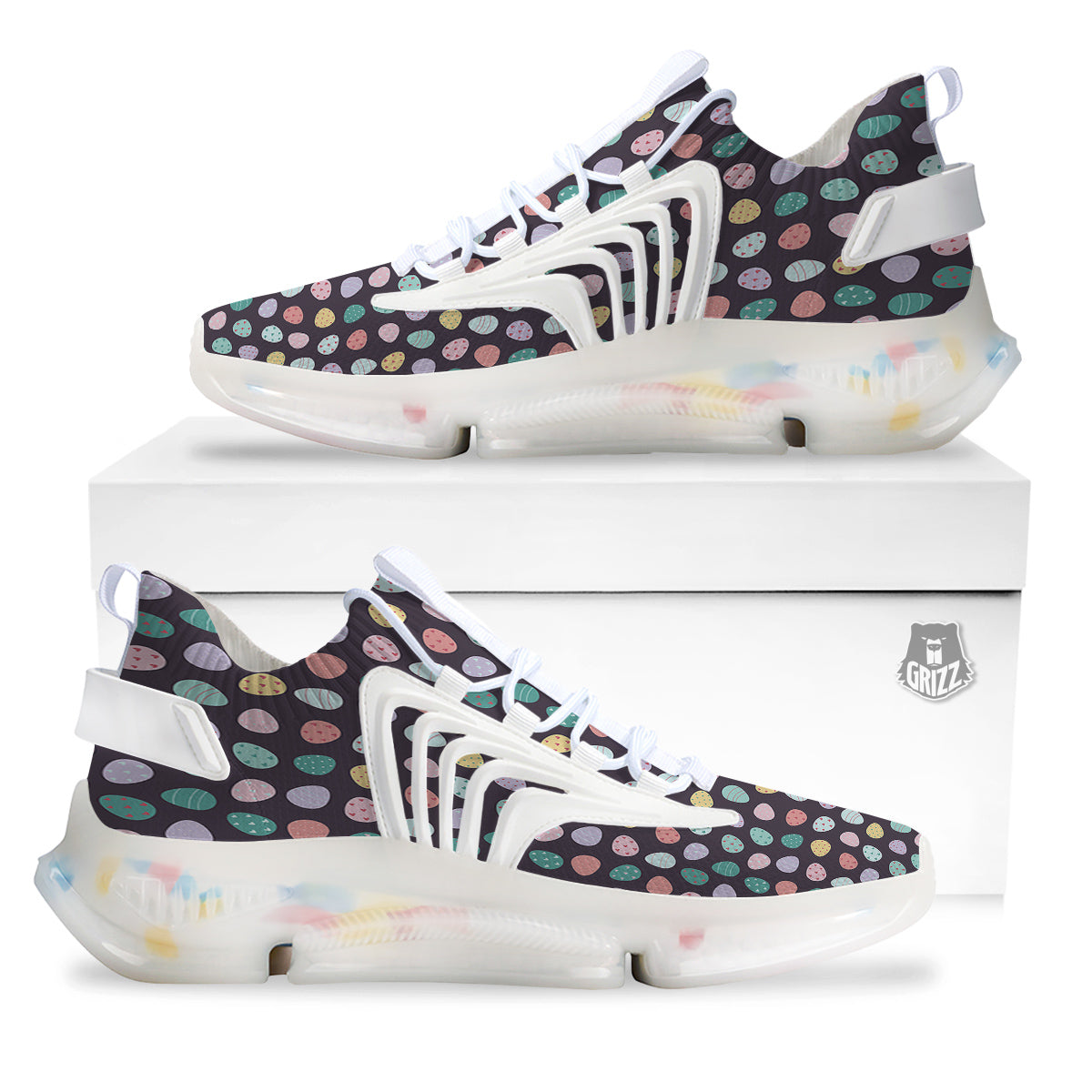 Easter Eggs Cute Print Pattern White Gym Shoes-grizzshop