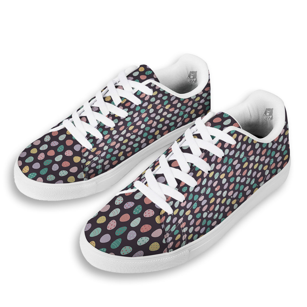 Easter Eggs Cute Print Pattern White Low Top Sneakers-grizzshop