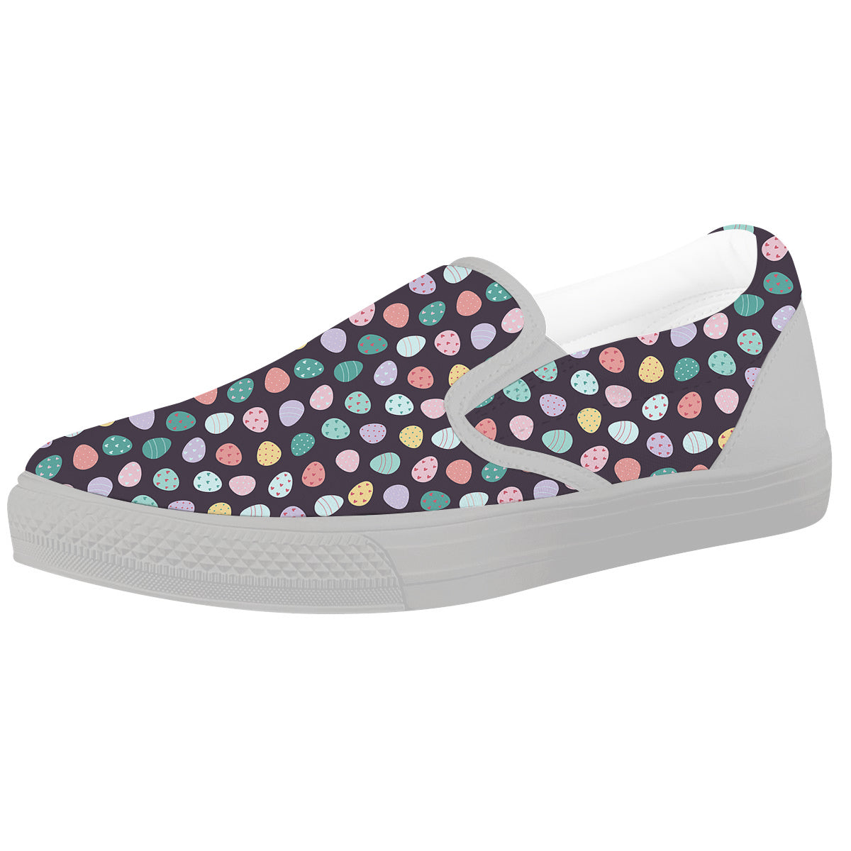 Easter Eggs Cute Print Pattern White Slip On Shoes-grizzshop