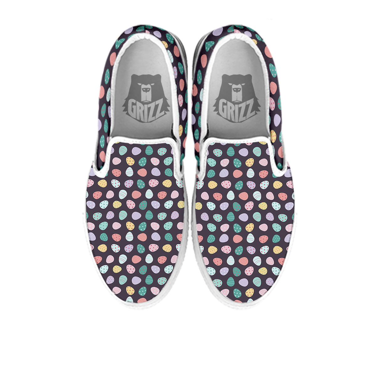 Easter Eggs Cute Print Pattern White Slip On Shoes-grizzshop