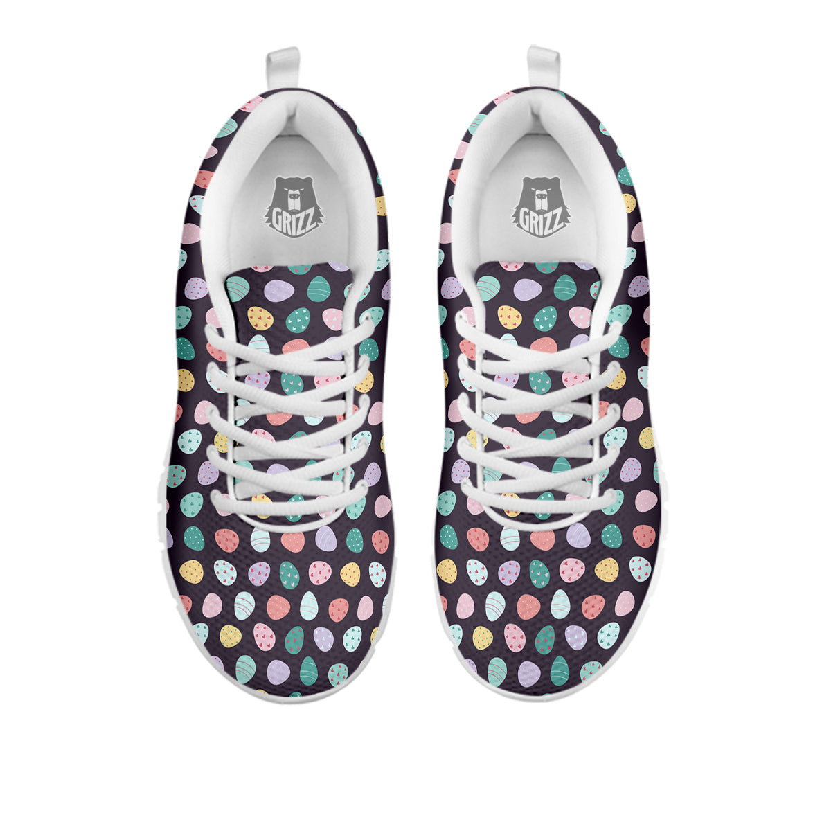 Easter Eggs Cute Print Pattern White Sneaker-grizzshop