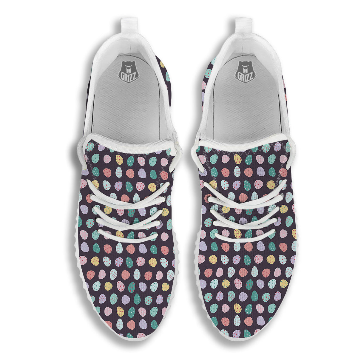 Easter Eggs Cute Print Pattern White Walking Shoes-grizzshop