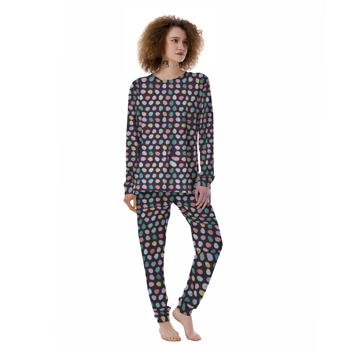 Easter Eggs Cute Print Pattern Women's Pajamas-grizzshop