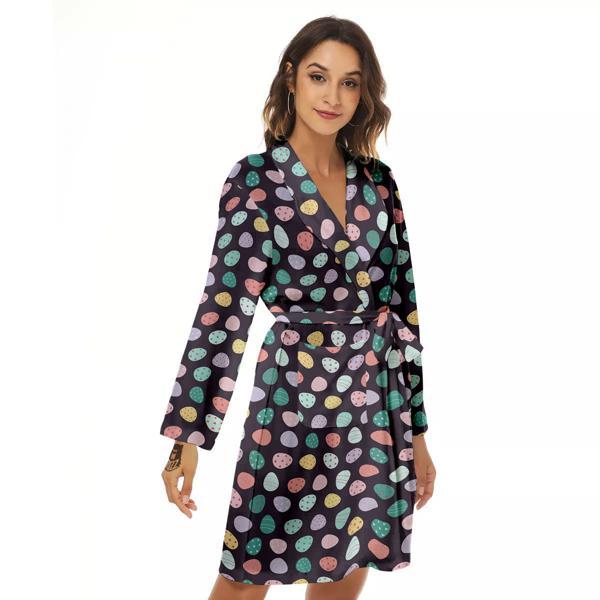 Easter Eggs Cute Print Pattern Women's Robe-grizzshop