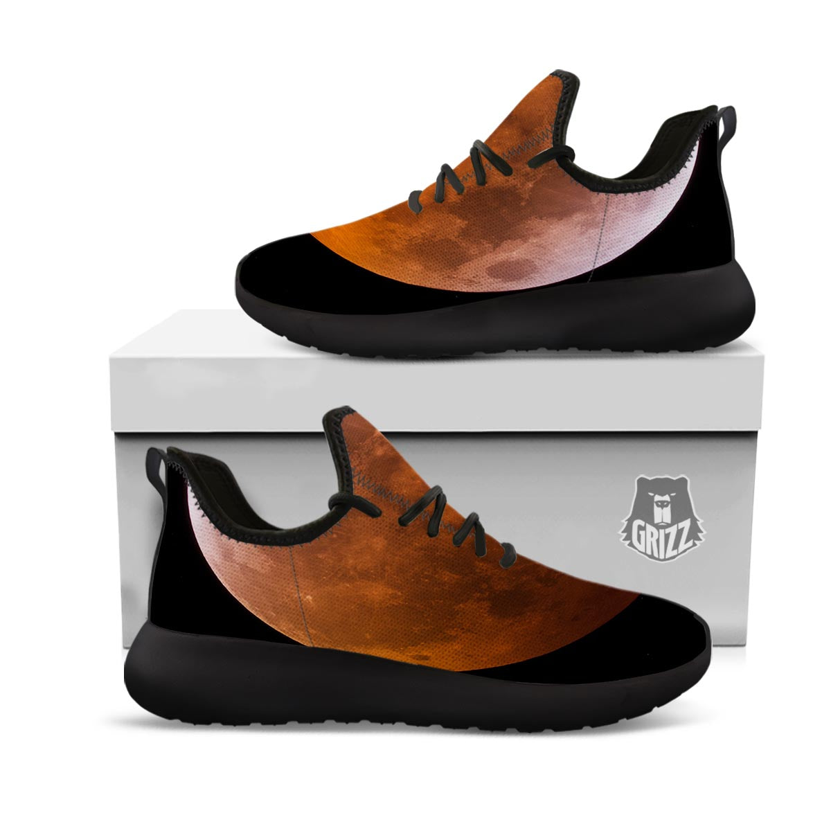 Eclipse Total Lunar Print Black Athletic Shoes-grizzshop