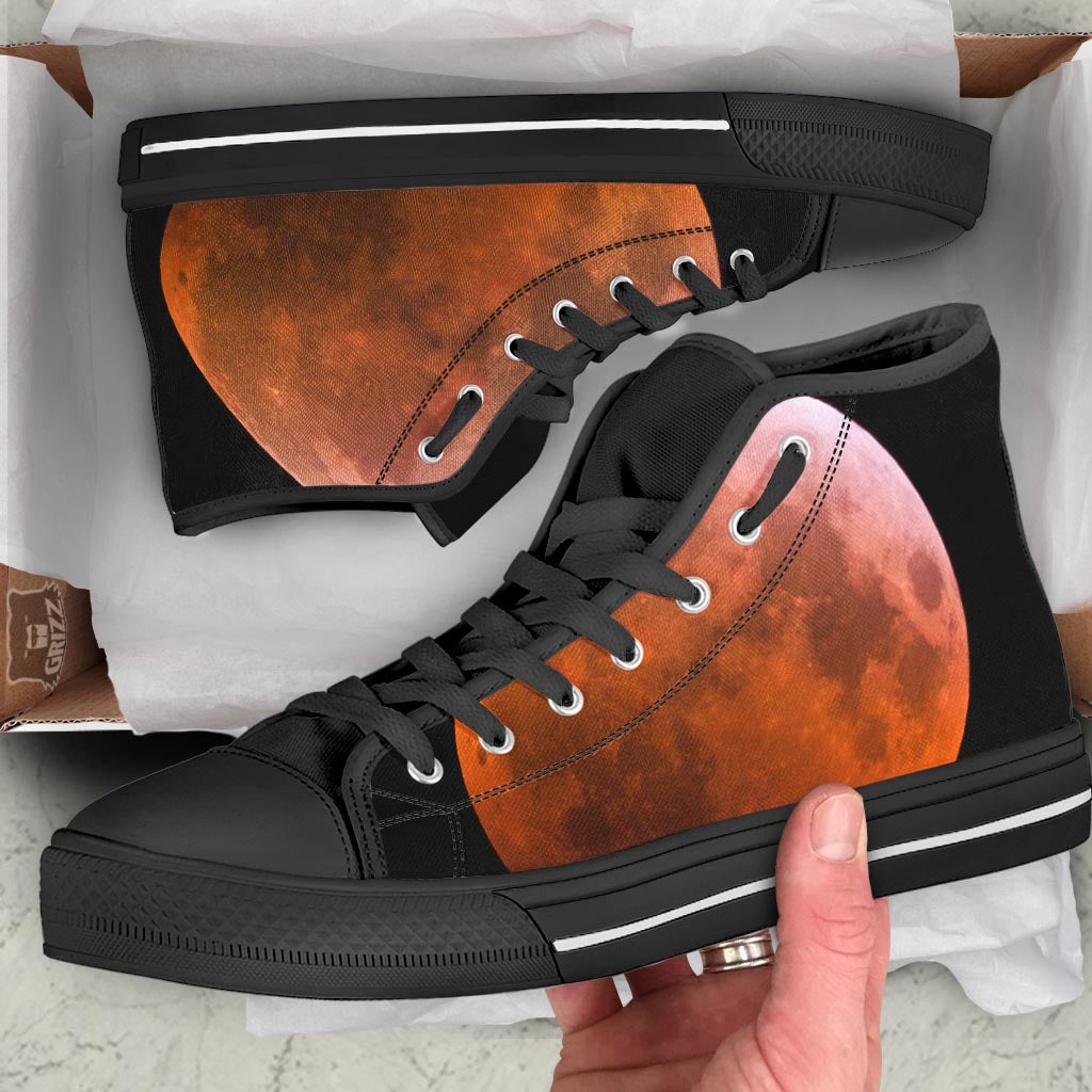 Eclipse Total Lunar Print Black High Top Shoes-grizzshop